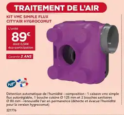 Gedimat Kit vmc simple flux city'air hygrocomut offre