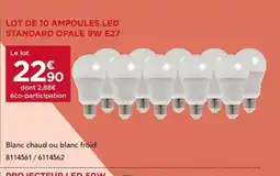Gedimat Lot de 10 ampoules led standard opale 9w e27 offre