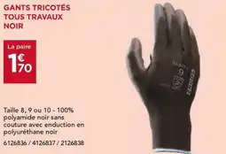 Gedimat Gants tricotés tous travaux noir offre