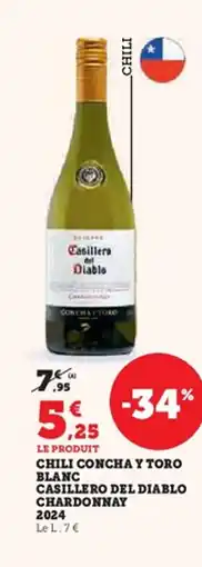 Hyper U Chili concha y toro blanc casillero del diablo chardonnay 2024 offre