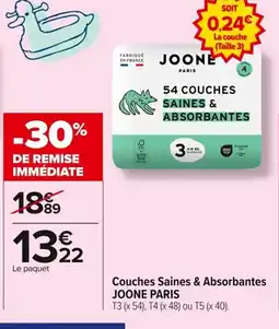 Carrefour JOONE PARIS Couches Saines & Absorbantes offre
