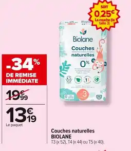Carrefour BIOLANE Couches naturelles offre