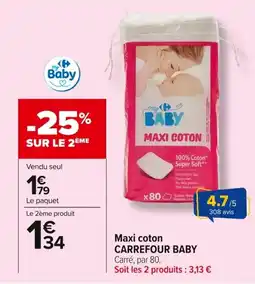 Carrefour CARREFOUR BABY Maxi coton offre