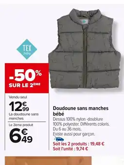 Carrefour Doudoune sans manches bébé offre