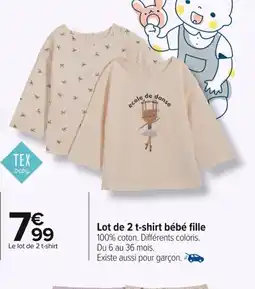 Carrefour Lot de 2 t-shirt bébé fille offre