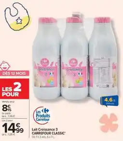 Carrefour Lait Croissance 3 CARREFOUR CLASSIC' offre