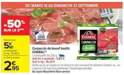 Carrefour Market Carpaccio de boeuf basilic CHARAL offre