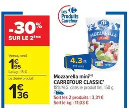 Carrefour Market Mozzarella mini(n) CARREFOUR CLASSIC’ offre