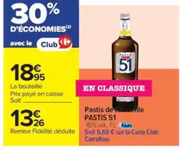 Carrefour Market Pastis de Marseille PASTIS 51 offre