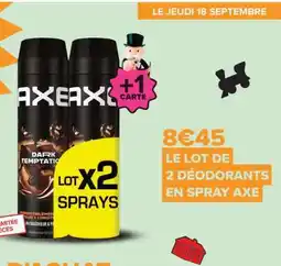 Carrefour Lot de 2 Déodorants en Spray Axe offre