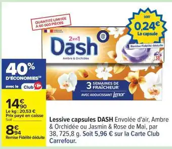 Carrefour LESSIVE CAPSULES DASH offre