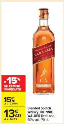Carrefour Blended Scotch Whisky JOHNNIE WALKER Red Label offre