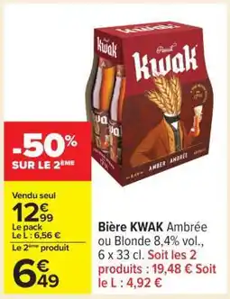 Carrefour Bière KWAK Ambrée ou Blonde offre