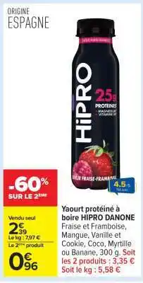 Carrefour Yaourt protéiné à boire HIPRO DANONE offre