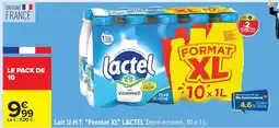 Carrefour Lait U.H.T. Format XL LACTEL Demi-écrémé, 10 x 1 L offre