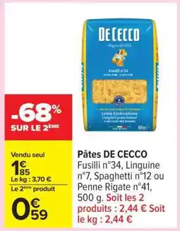 Carrefour Pâtes De Cecco offre
