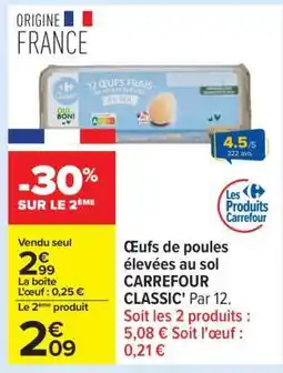 Carrefour Oeufs de poules élevées au sol Carrefour Classic offre