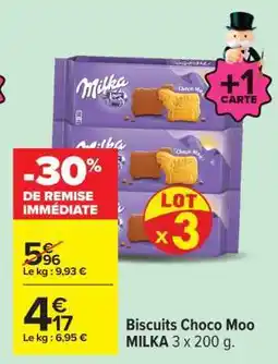 Carrefour Biscuits Choco Moo MILKA 3 x 200 g offre