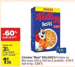 Carrefour Céréales Maxi KELLOGG'S Frosties ou Miel pops offre