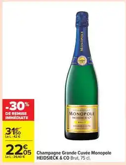 Carrefour Champagne Grande Cuvée Monopole HEIDSIECK & CO Brut, 75 cl offre
