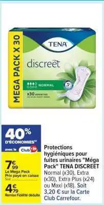 Carrefour TENA Discreet Mega Pack offre