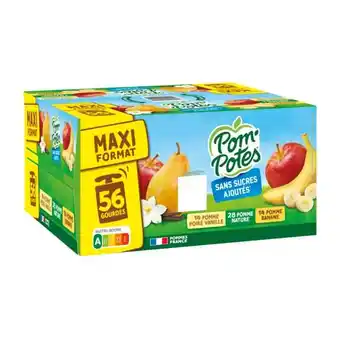 Carrefour POM'POTES Compotes sans sucres ajoutés Maxi Format offre