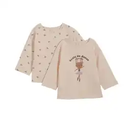 Carrefour TEX BABY Lot de 2 t-shirt bébé fille offre