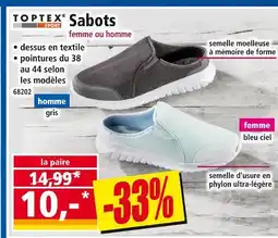Norma Toptex Sport Sabots femme ou homme offre