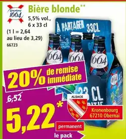 Norma KRONENBOURG 1664 Bière blonde offre
