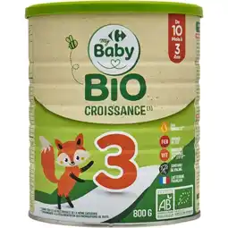 Carrefour CARREFOUR BABY BIO Lait en Poudre Croissance 3 Bio offre