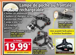 Norma I-GLOW Lampe de poche ou frontale rechargeable offre