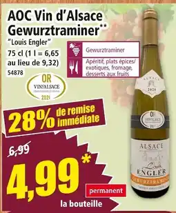 Norma LOUIS ENGLER AOC Vin d'Alsace Gewurztraminer offre