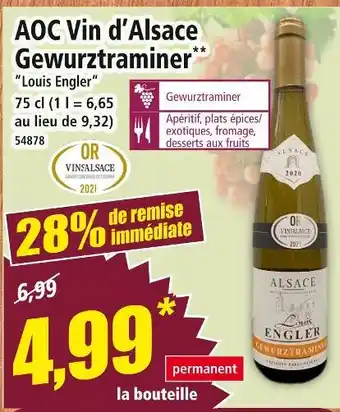 Norma LOUIS ENGLER AOC Vin d'Alsace Gewurztraminer offre