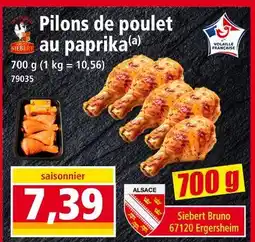 Norma SIEBERT BRUNO Pilons de poulet au paprika offre