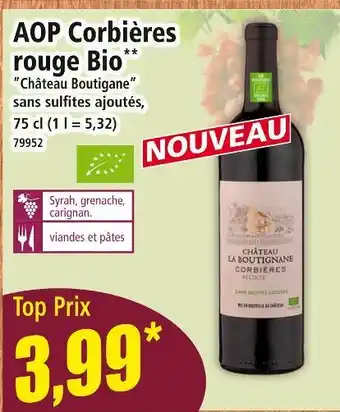 Norma CHATEAU BOUTIGANE AOP Corbières rouge Bio offre