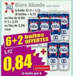 Norma Kronenbourg 1664 Bière blonde sans alcool offre