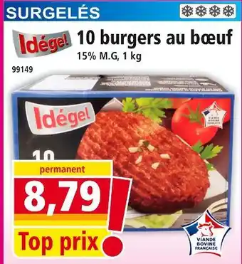 Norma IDÉGEL 10 burgers au bœuf offre
