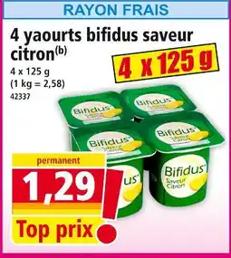 Norma BIFIDUS 4 yaourts saveur citron offre