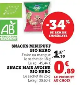 U Express Snacks minipuff bio hero offre