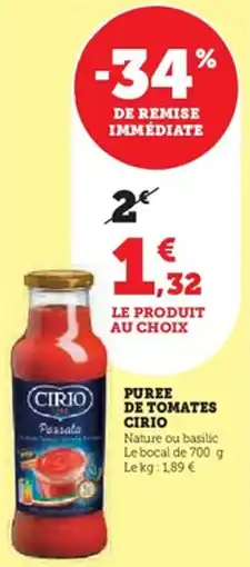 U Express Puree de tomates cirio offre