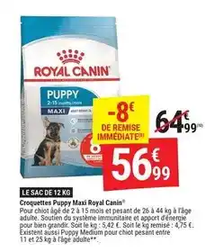 Gamm vert Royal canin - croquettes puppy maxi royal canin offre