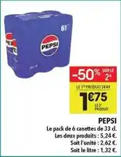 Supeco Pepsi - le pack de 6 canettes de 33 d offre