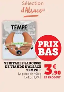 U Express Veritable saucisse de viande d'alsace tempe offre