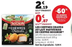 U Express Les chevres chauds au lait pasteurise de chevre soignon offre