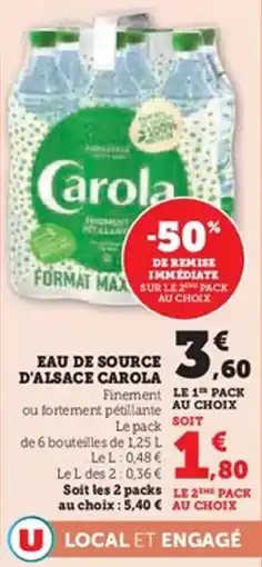 U Express Eau de source d'alsace carola offre