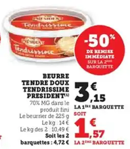 U Express Beurre tendre doux tendrissime president offre