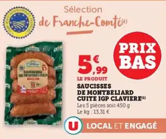 U Express Saucisses de montbeliard cuite igp claviere offre