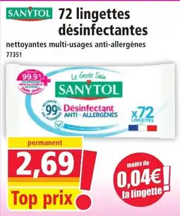 Norma 72 lingettes désinfectantes offre