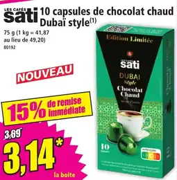 Norma Sati 10 capsules de chocolat chaud dubai style offre