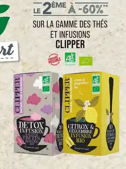 Match Clipper Le 2ème à -60% sur la gamme des thés et infusions Clipper offre